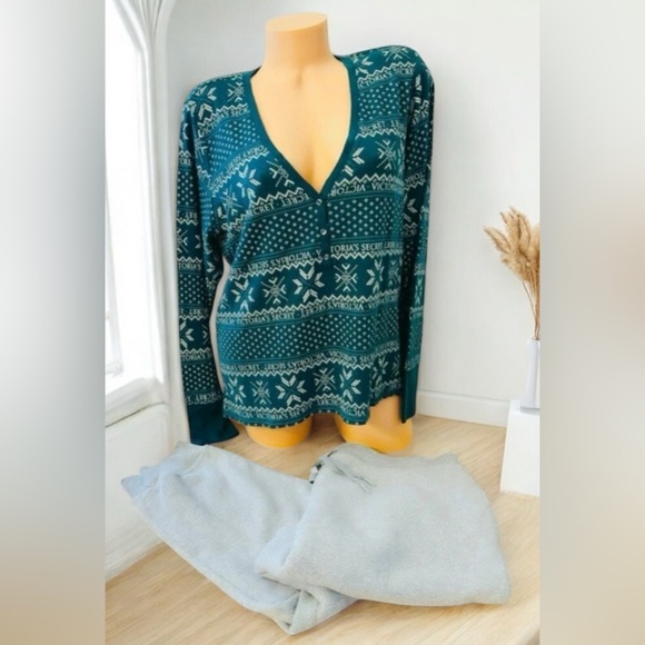 Victoria's Secret Other - Victoria's Secret Thermal Sleeve Top & Jogger Cotton Warm Pants XL Cotton